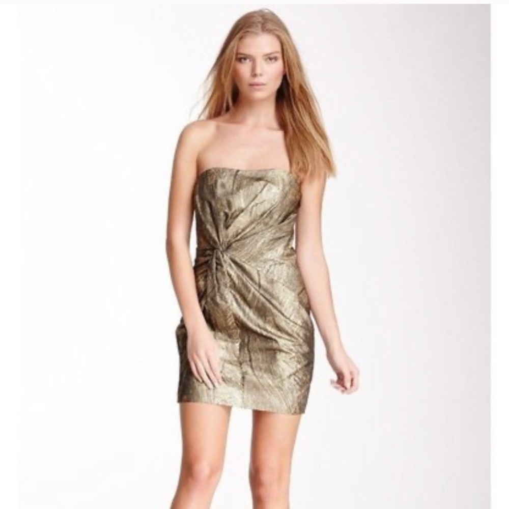 Haute Hippie Strapless Mini Dress with Twist Front
